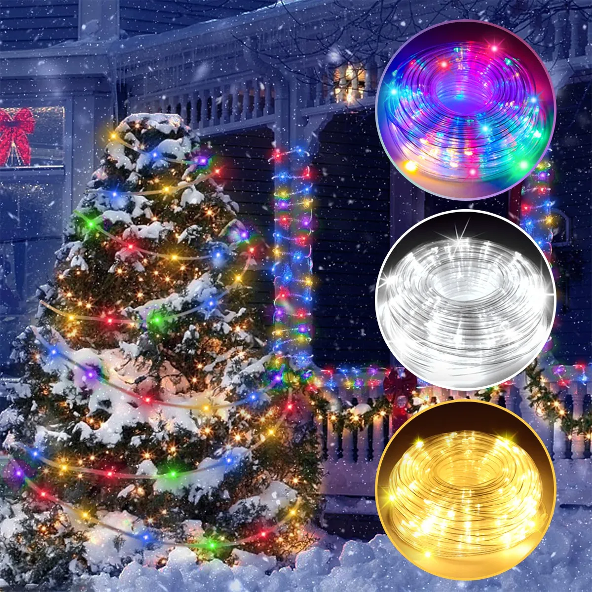 5M/10M/20M Outdoor Tube Rope Led Light Garden Christmas Decoration 2025 Fairy String Light Outdoor Wedding Party Led Lamp Navida