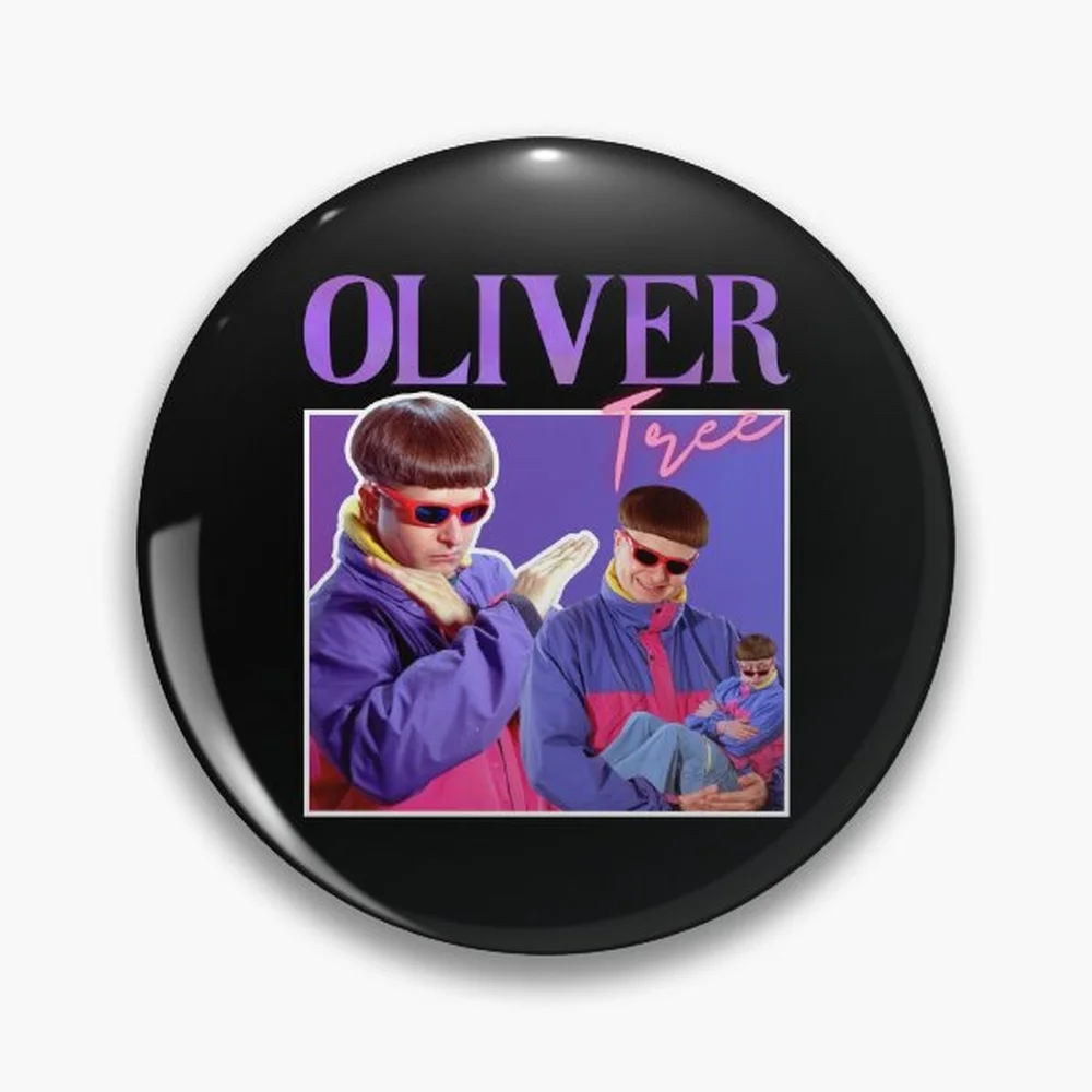Oliver Tree Vintage Pin Holographic Star Heart Pin Brooches Laminated Button Fashion Accessory