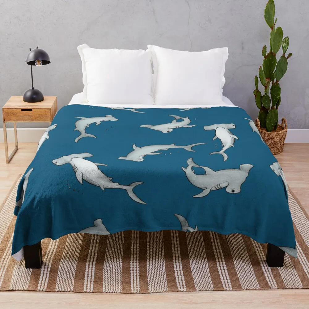 

Hammerhead Sharks Blue Throw Blanket Ultra-Soft Micro Fleece Shaggy Blanket