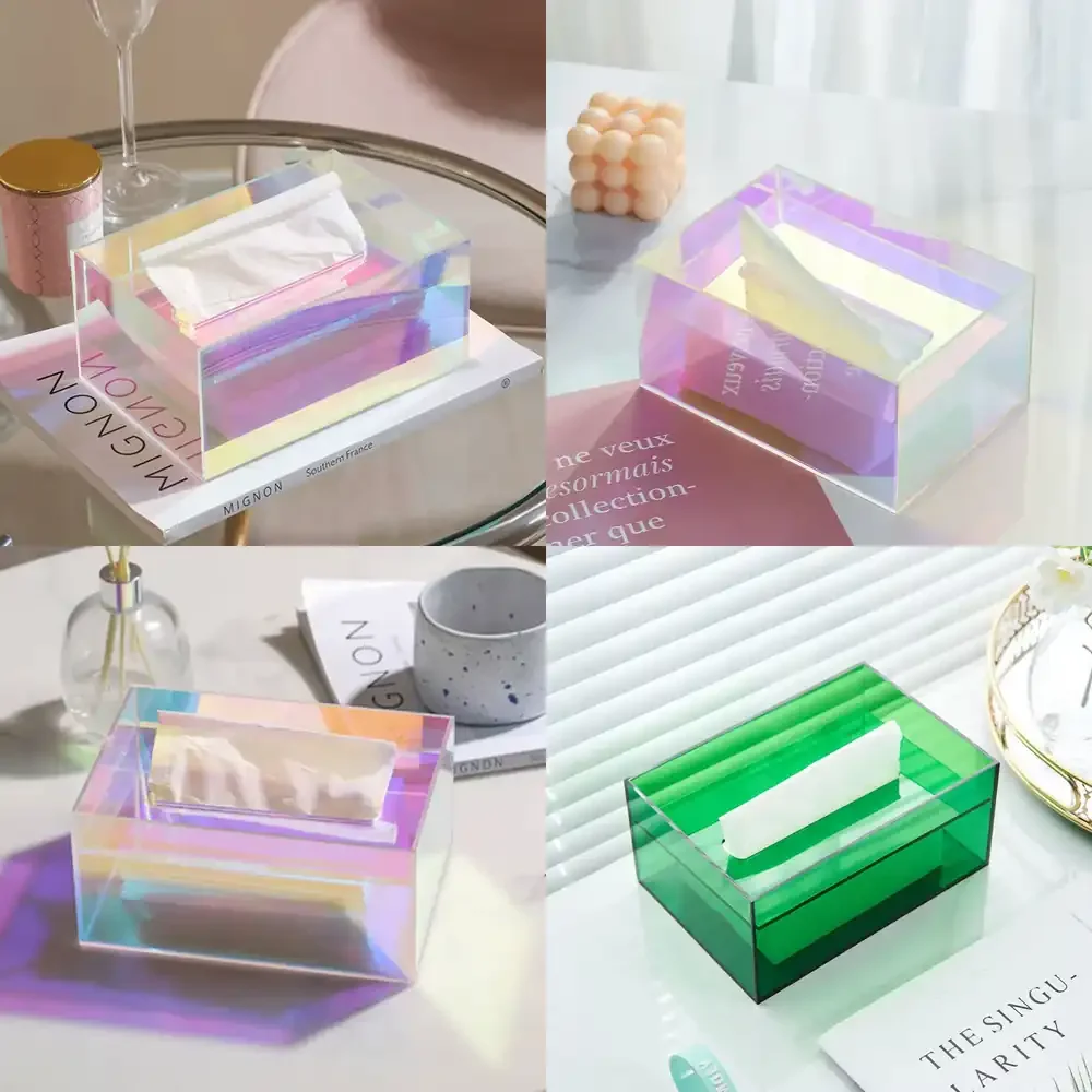 Acrylic Tissue Box Holder for Face Towel Napkin Storage Wall Mounted Sanitary Paper Organizer for Living Room Bathroom