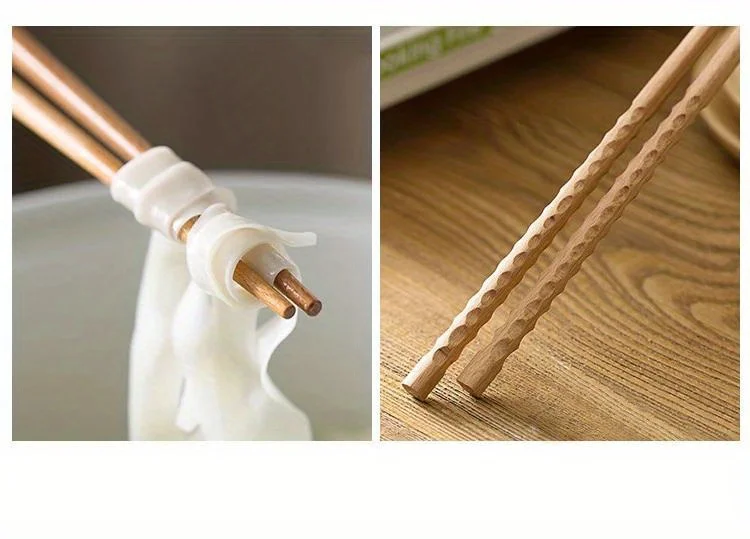 1 Paar japanische extra lange Holzstäbchen aus poliertem Buchenholz, rutschfeste Stäbchen für frittierte Lebensmittel und Nudeln, Küchenkochutensilien – Detail 3
