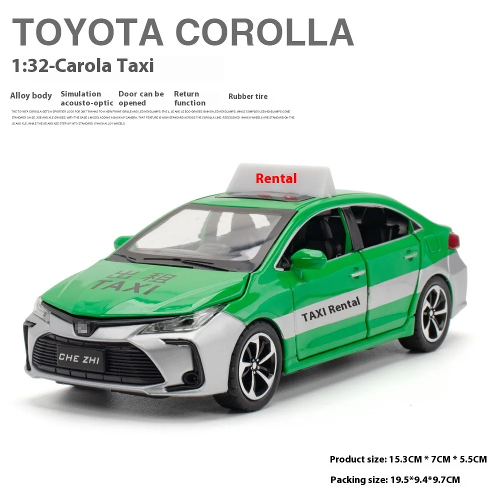 1:32 TOYOYA Corolla Taxi Alloy Car Diecast Metal Model Sound And Light Children's Toys Car Central Control Ornaments Display Toy