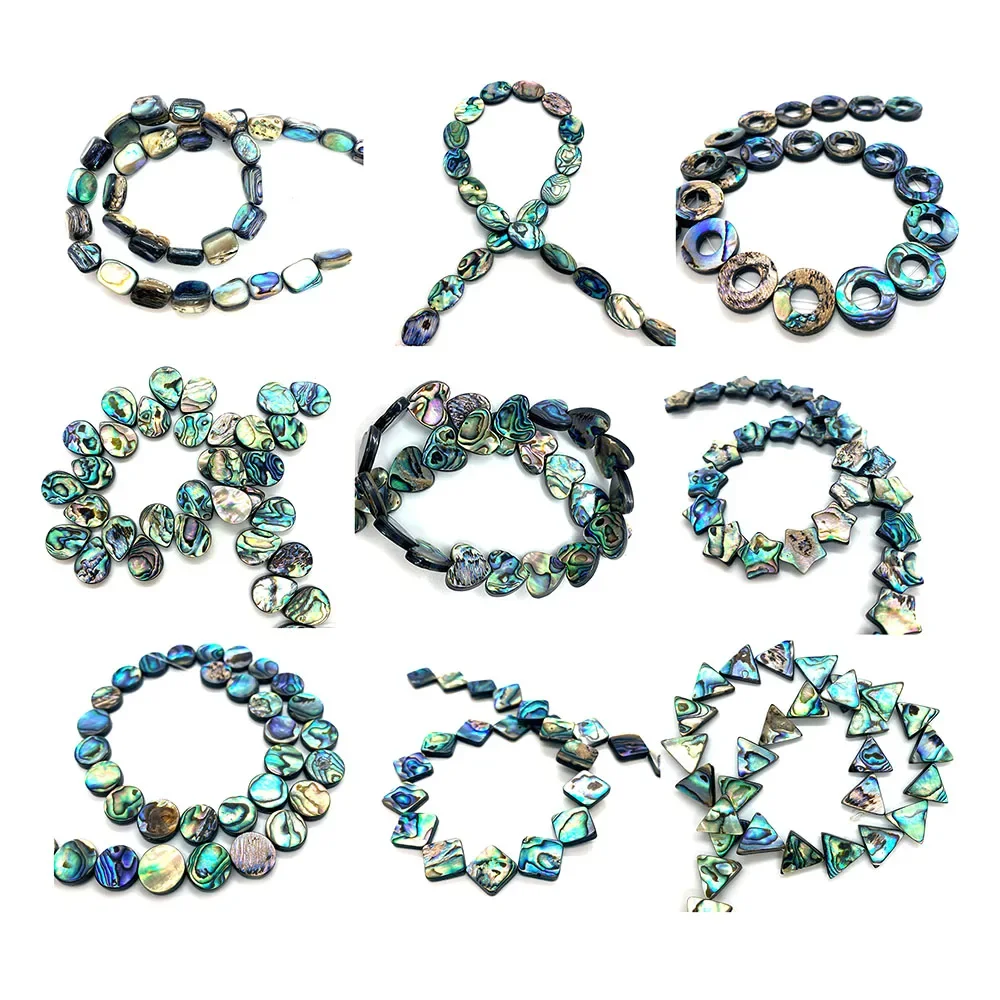 Natural Shell Loose Beads Abalone Shell Beads Love Heart Shape Oval Shape Many Styles DIY Handmade Fashion Jewelry Accessories