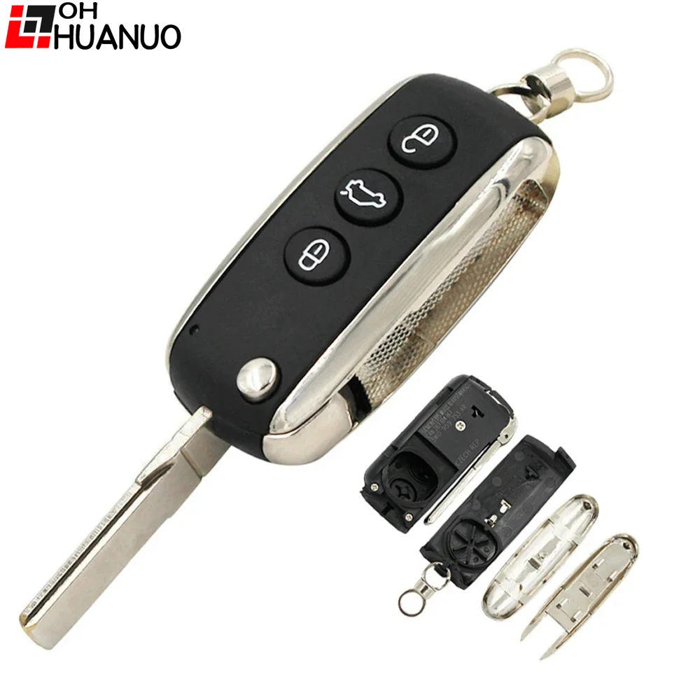 3 Buttons Modified Folding Flip Blank Fob Key Case Remote Smart Key Shell for Bentley