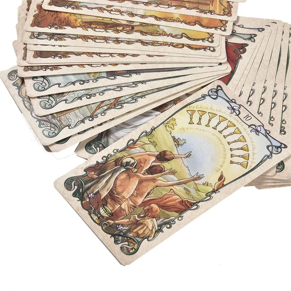 Tarot deck cards mysterious divination Tarot in Spanish.Mucha Tarot Cards Deck .English Italian German Tarot Cards for Beginners