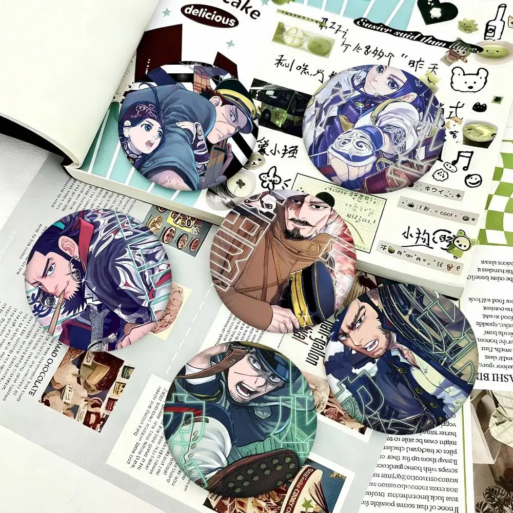 1 Stück beliebte Anime G-Golden K-Kamuy Anstecknadeln im Cartoon-Stil für Rucksackdekoration, runde Emaille-Pins für Accessoires