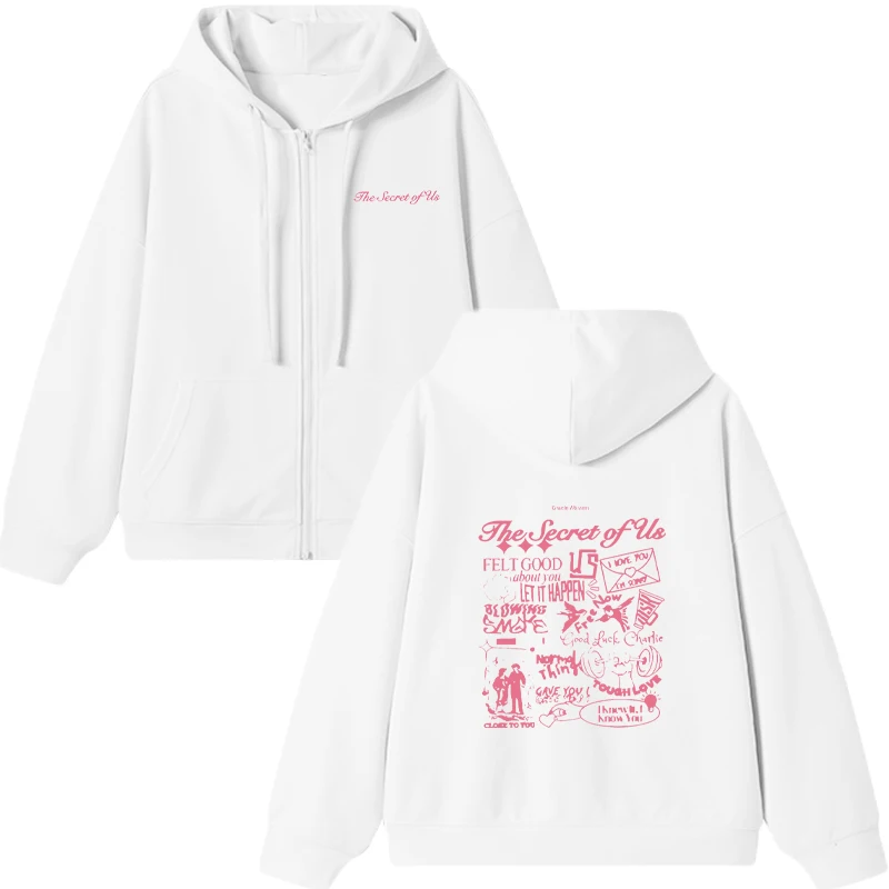 Gracie Abrams The Secret of Us Double Sided Printed Zipper Hoodie Men women Fashion Oversized Coat Autumn Winter Casual Jacket