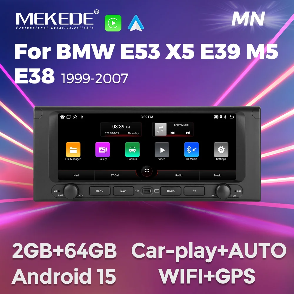 MEKEDE 10,26'' Autoradio für BMW E53 X5 E39 M5 E38 1999-2007 Kabelloses CarPlay Auto-Multimedia Android 15 GPS Intelligentes Audio