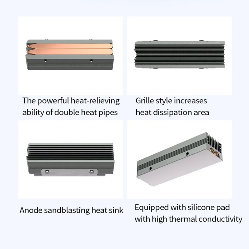 TEUCER M.2 2280 SSD Heat sink with Thermal Pad 2 Heat Pipes Solid State Drive Radiator For M.2 NVMe 2280 SSD Cooler