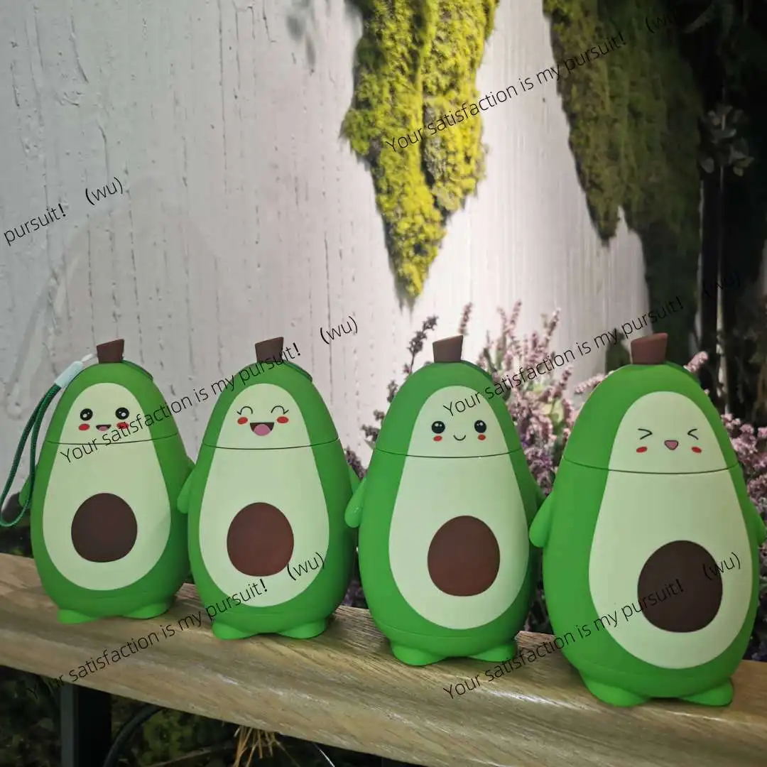 High-value super cute avocado emoji glass water cup double-layer heat-insulated teacup