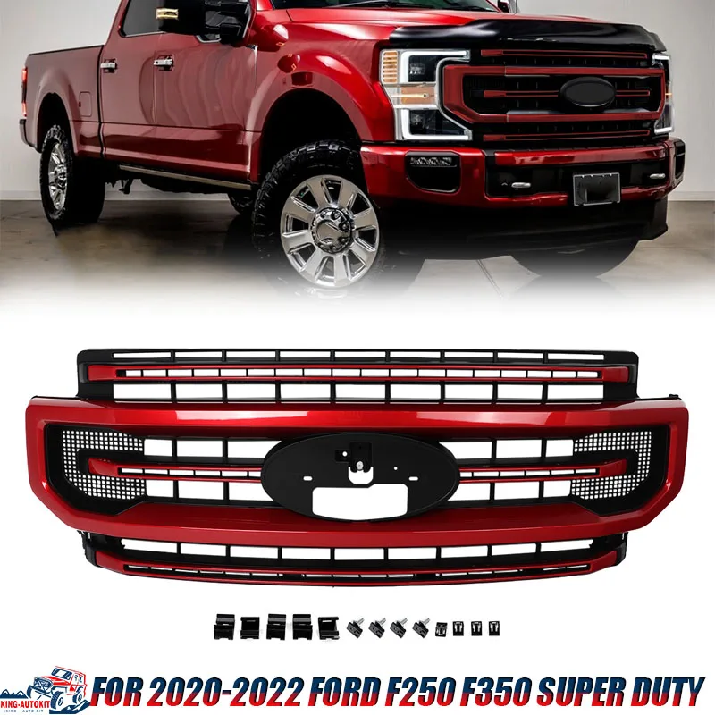 Rapid Red D4 Platinum Grille Front Bumper Upper Air Inlet Grille For 2020 2021 2022 Ford F250 F350 F450 F550 Super Duty Magickit