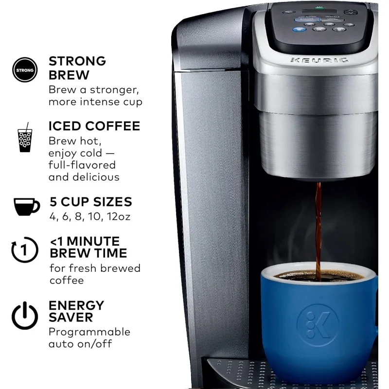 Keurig kエリートの単一のサーブのコーヒーメーカー、kカップのポッド、アイスコーヒーの機能、強さおよび温度調整