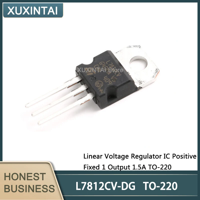 50Pcs/Lot  New Original  L7812CV-DG L7812CV Linear Voltage Regulator IC Positive Fixed 1 Output 1.5A TO-220