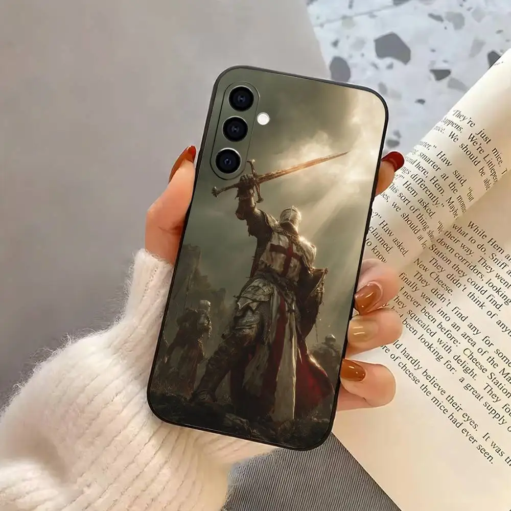 حافظة هاتف K-Knights T-Templar مصنوعة من السيليكون الأسود الناعم لهاتف سامسونج جالاكسي A73، A72، A71، A70، A53، A52، A51 #5