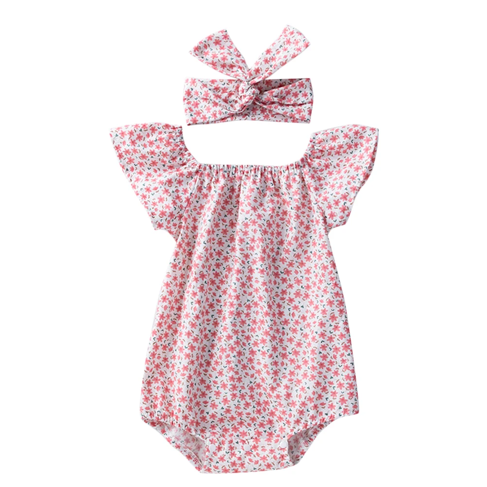 

1 комплект, хлопковый комбинезон с короткими рукавами для маленьких девочек, боди для новорожденных, одежда с маленькими летящими рукавами, летняя повседневная одежда, фотосессия
