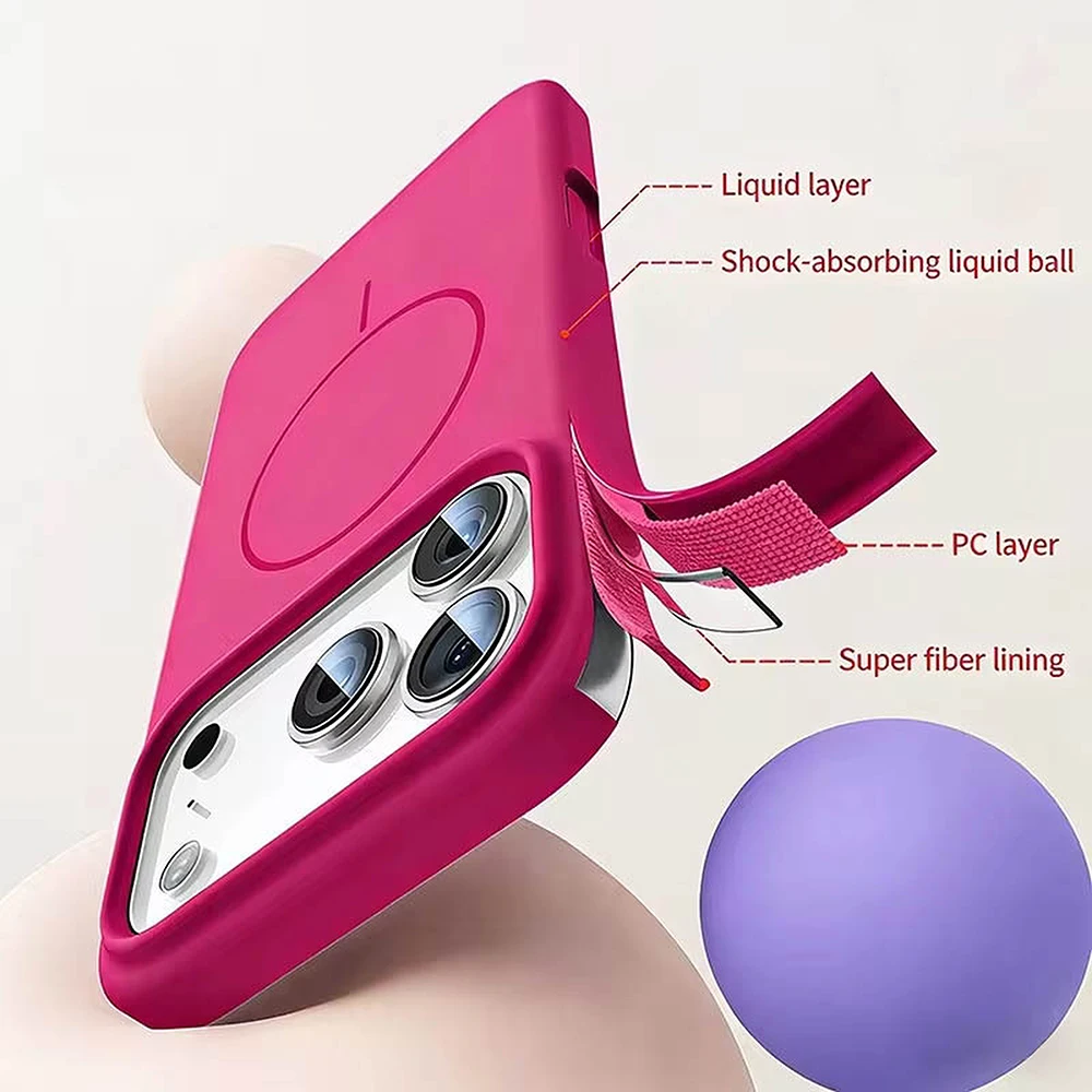 Luxuriöse Flüssigsilikon-Magnetische Handyhülle für iPhone 18 17 16 15 14 12 13 Pro Max für Magsafe Kabelloses Laden Weiche Rückseite – Detail 5