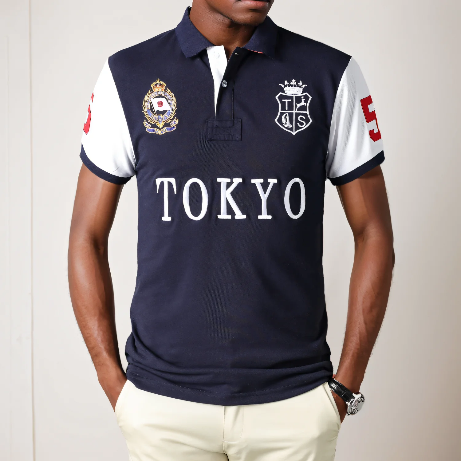 Designer New Men's Polo Shirt for Classic Tokyo Japan Royal Leisure Sports Embroidery Fashion Collar Short Sleeved Tee Shirt