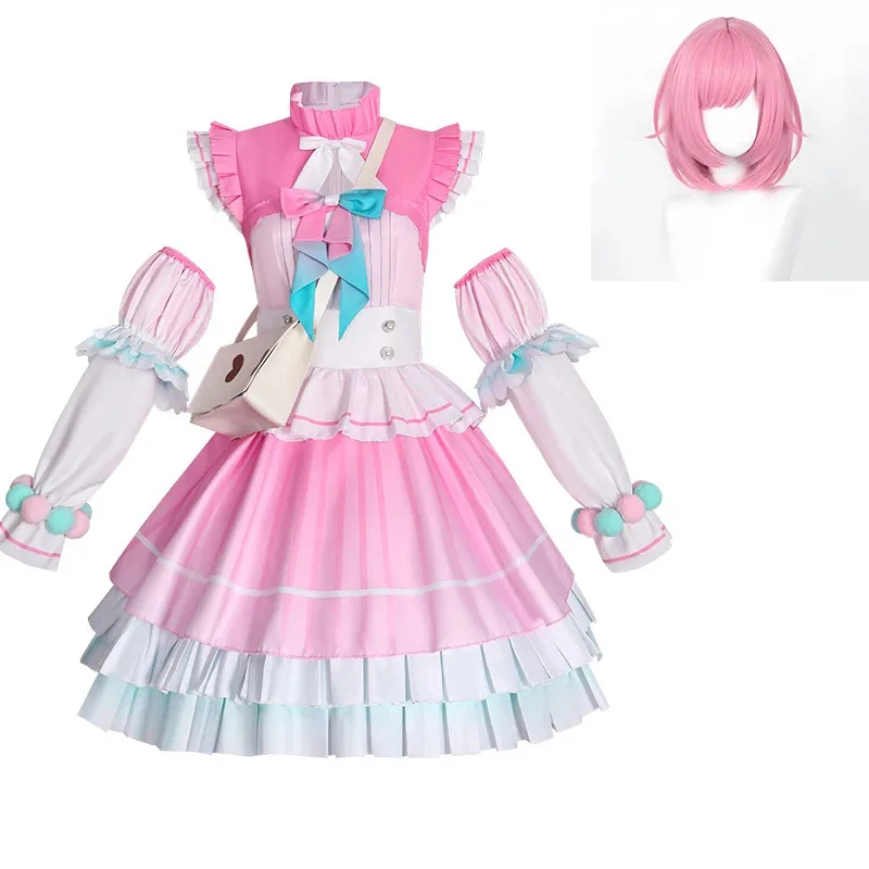 

Anime Project Sekai Pink Cherry Soda Dress Cosplay Uniform Sweet Stage PJSK Emu Otori Halloween Costume Suitsa;2,c'4,h.