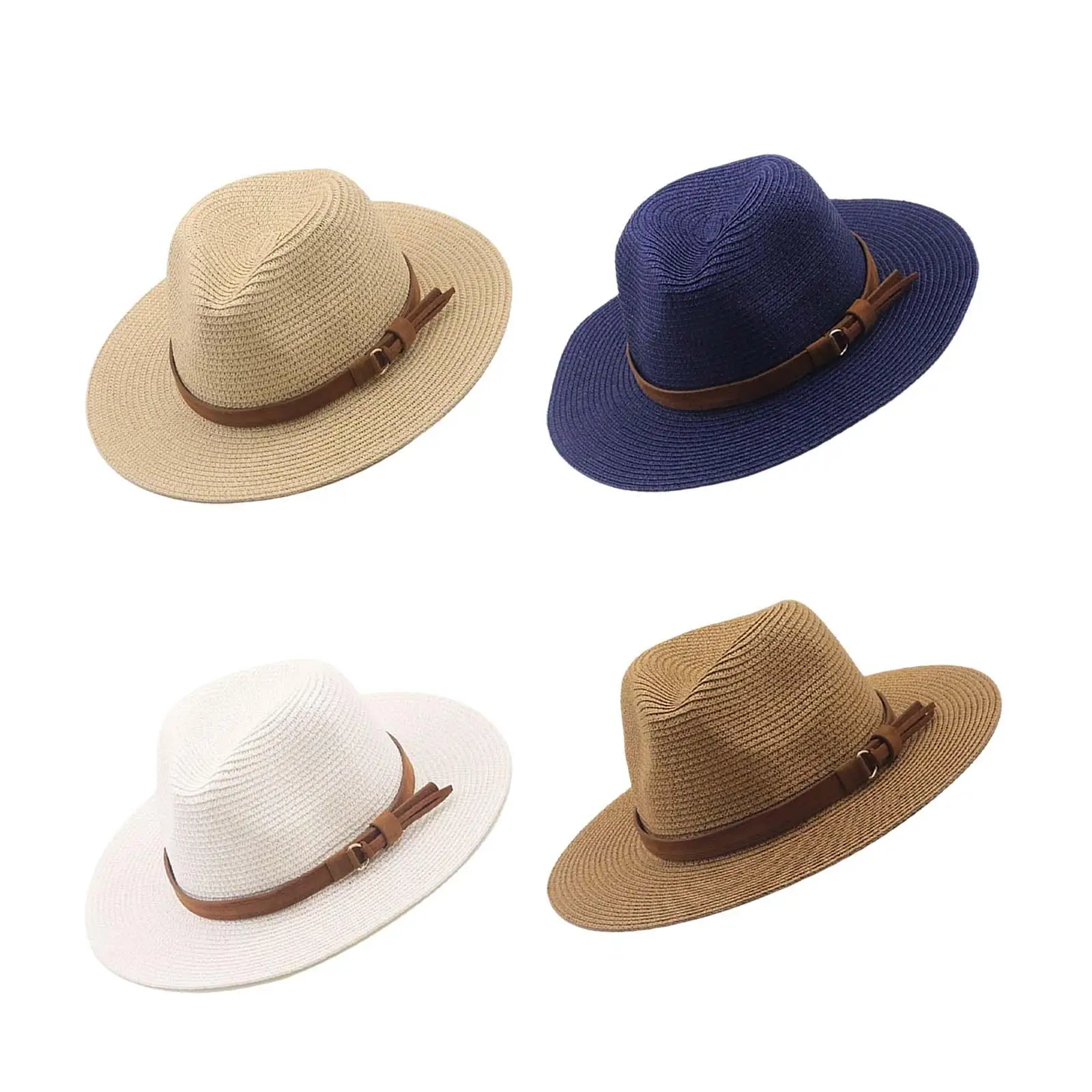 Unisex Straw Hats Panama Sunhats Sun Visor Fashionable Protective Beach Boho