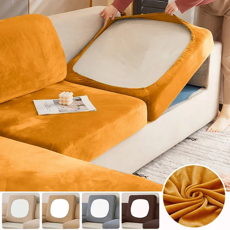 Elastic Velvet Sofa Seat Cushion Cover For Living Room Furniture Protector Removable L Shape Corner Armchair Sofa Covers 2025