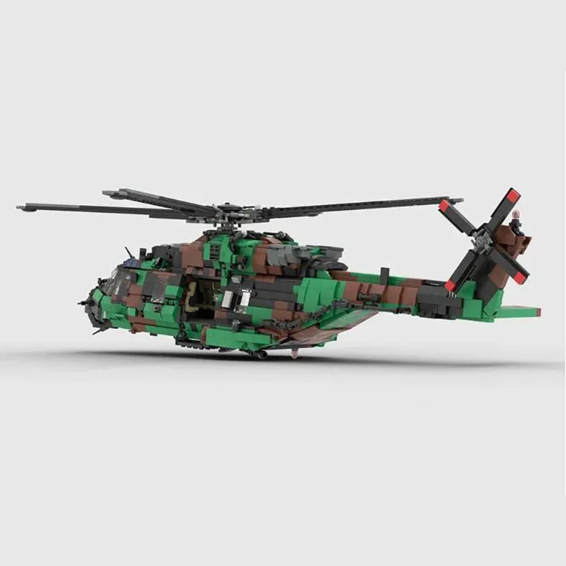 Military MOC 1:32 NH-90 Tactical Transport Helicopter French Army Building Blocks Fighter Toys Bricks Children's Birthday Gift