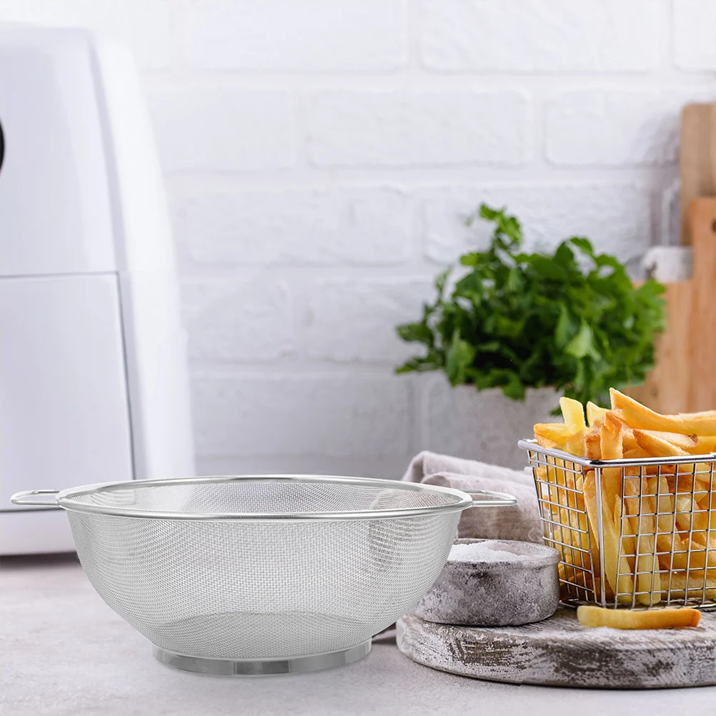 

Oil Fry Strainer Basket Stainless Steel Fine Mesh Dual Handles For Draining Noodles Vegetables Fruits Dishwasher Safe