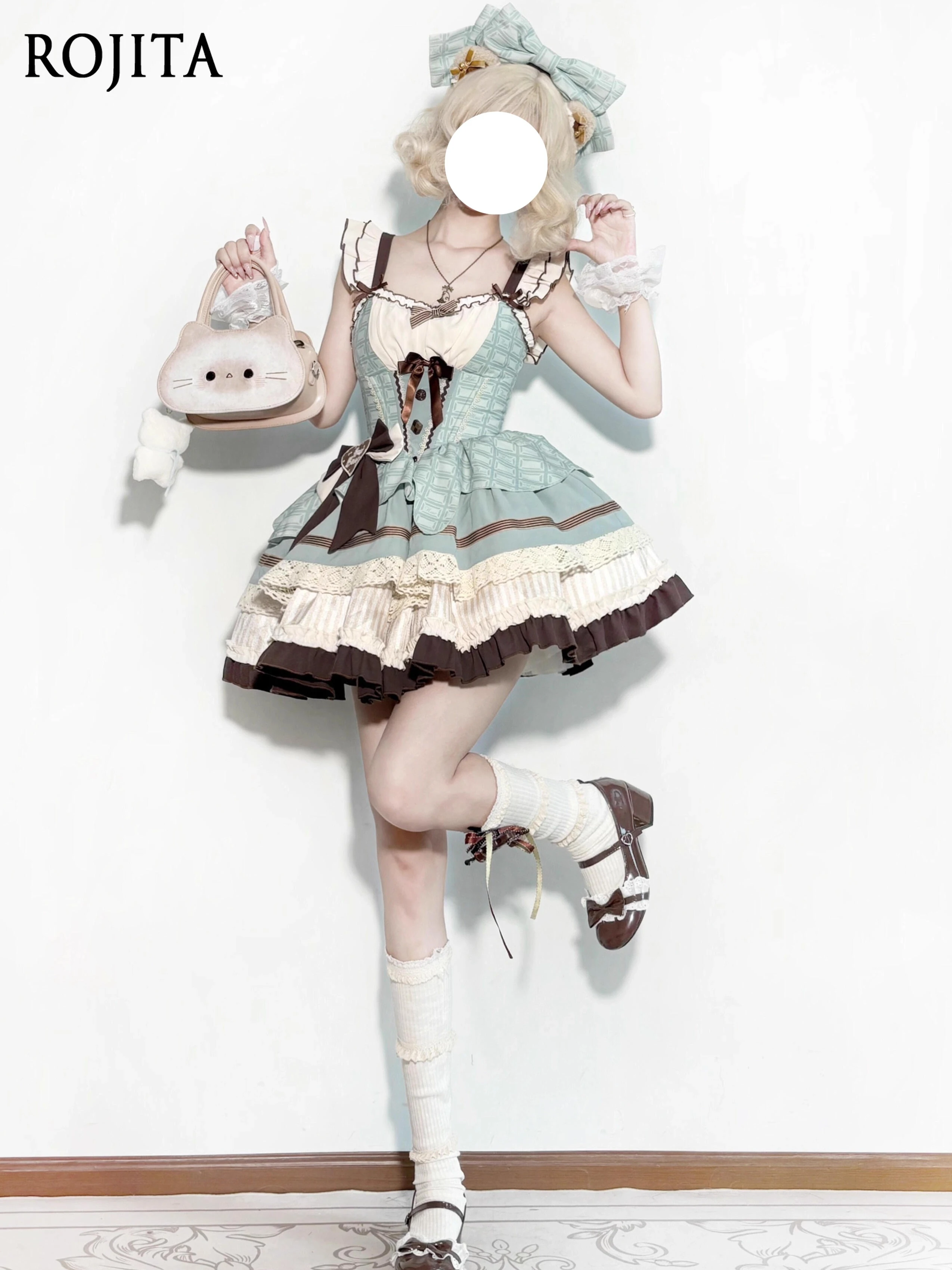 

Sweet and Cute Mint Chocolate Ballet Style Lolita Dress Japanese Daily Lolita Cake Dress Mini Dress for Women