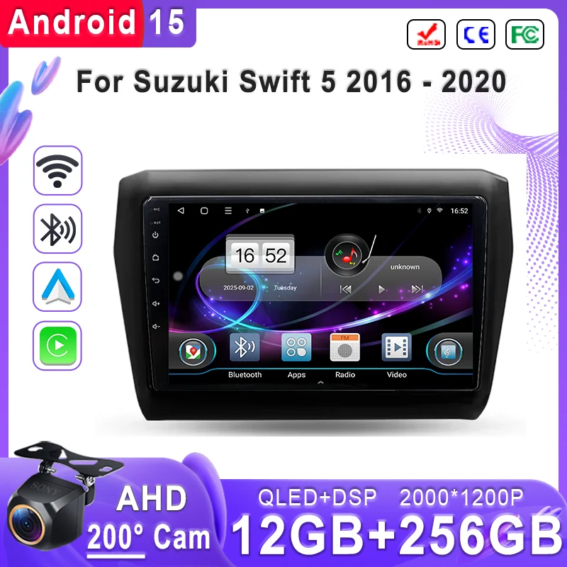

2K Android 15 For Suzuki Swift 5 2016 - 2020 Car Radio Multimedia Video Player Navigation stereo GPS No 2din 2 din dvd Screen