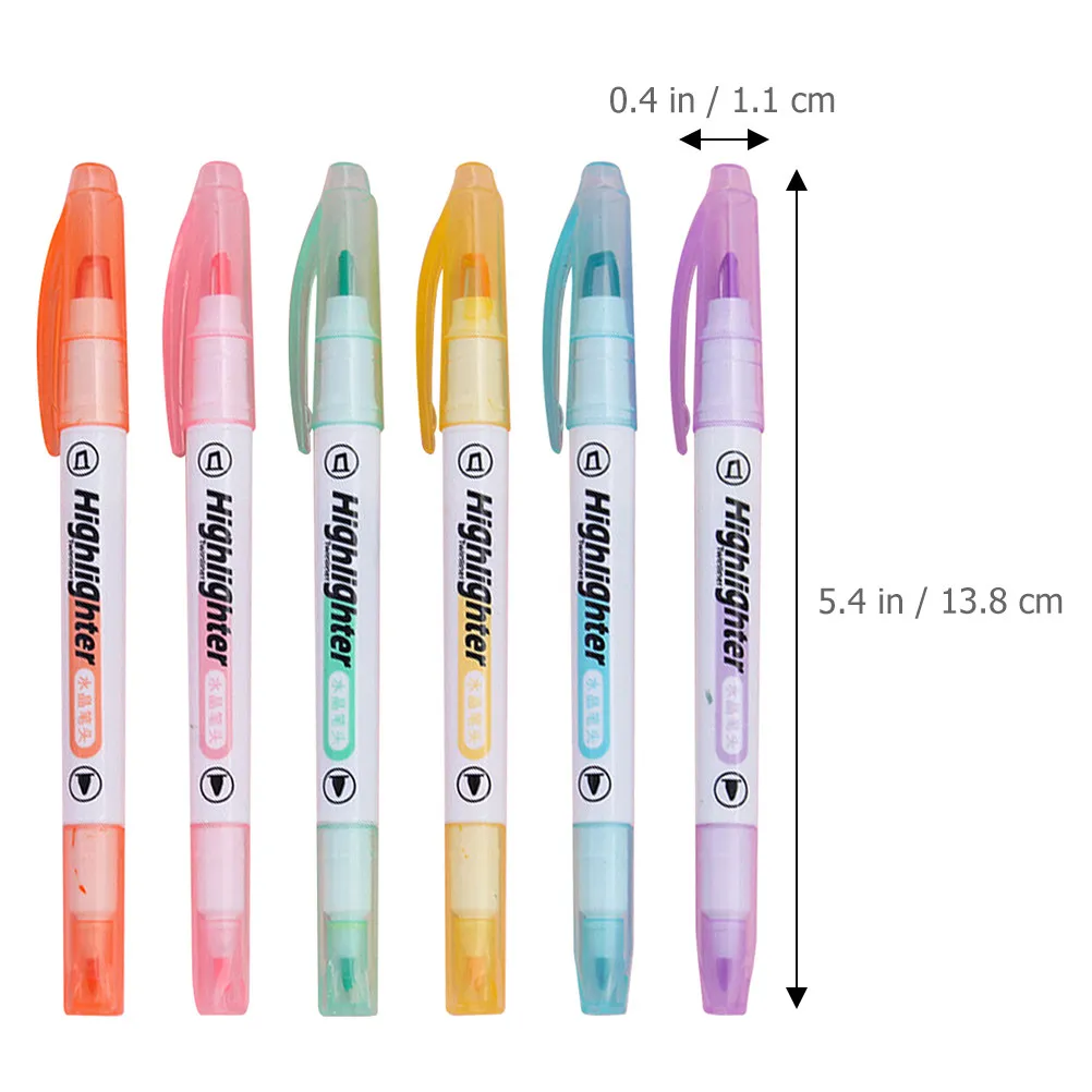 1 Box Double Ended Highlighters Transparent Ergonomic Plastic Shell Lightweight Portable Fluorescent Marker Pens for Students