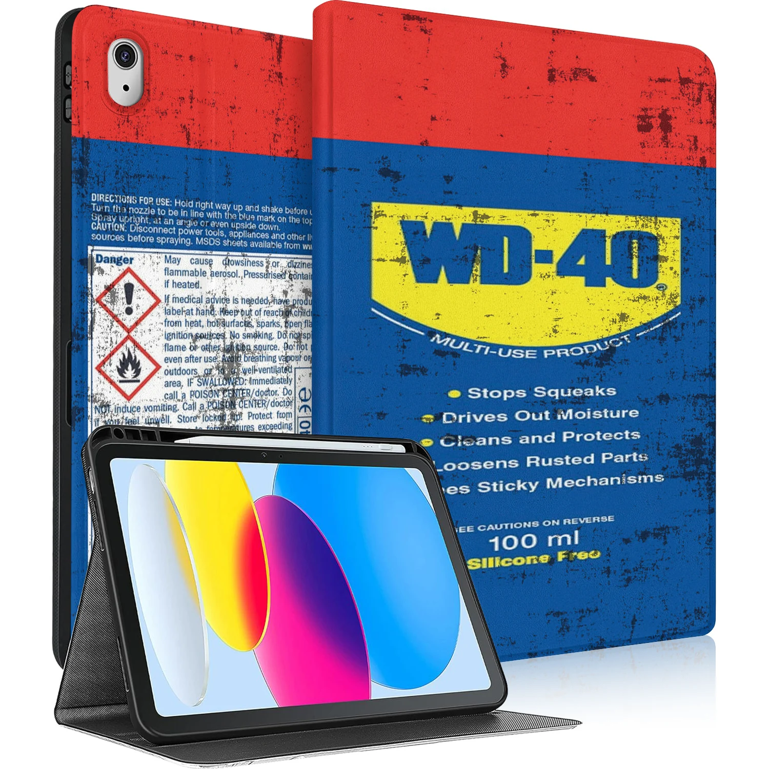 

Retro WD-40 Engine Oil filter TPU Case For iPad 2025 A16 11th 10.9 2022 10th Gen Tablet Smart Cover with Pen Holde Adjustabl
