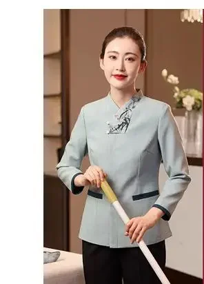 Fall/Winter Hotel Cleaning Aunt Work Clothes Female Homestay Room Housekeeping Uniform Supermarket Staffs Cleaner Workwear