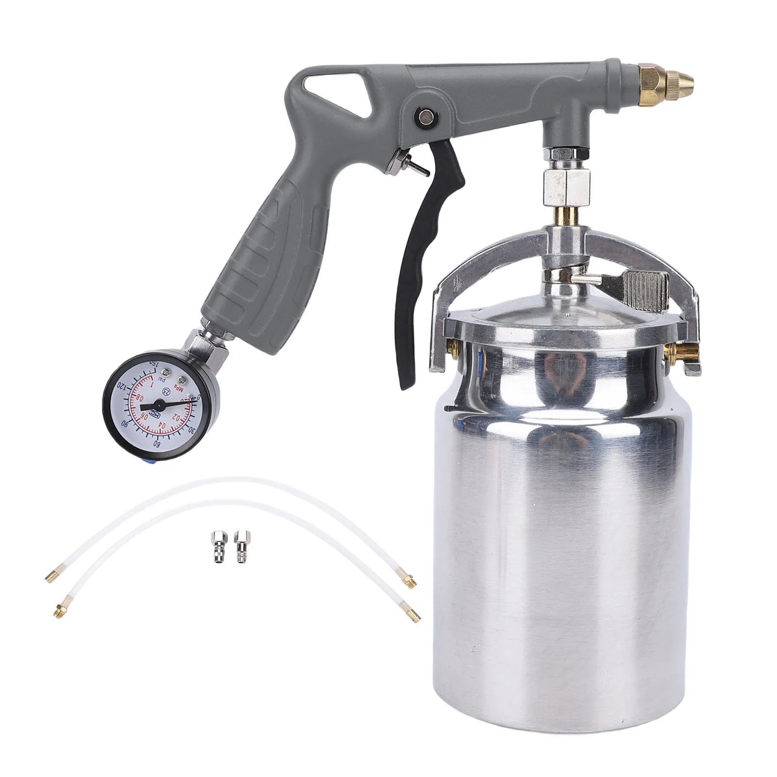 Undercoating Spray Gun Kit Quick Release Large Opening Tank Under Coating Gun with Straight Spray Hose Pressure Gage