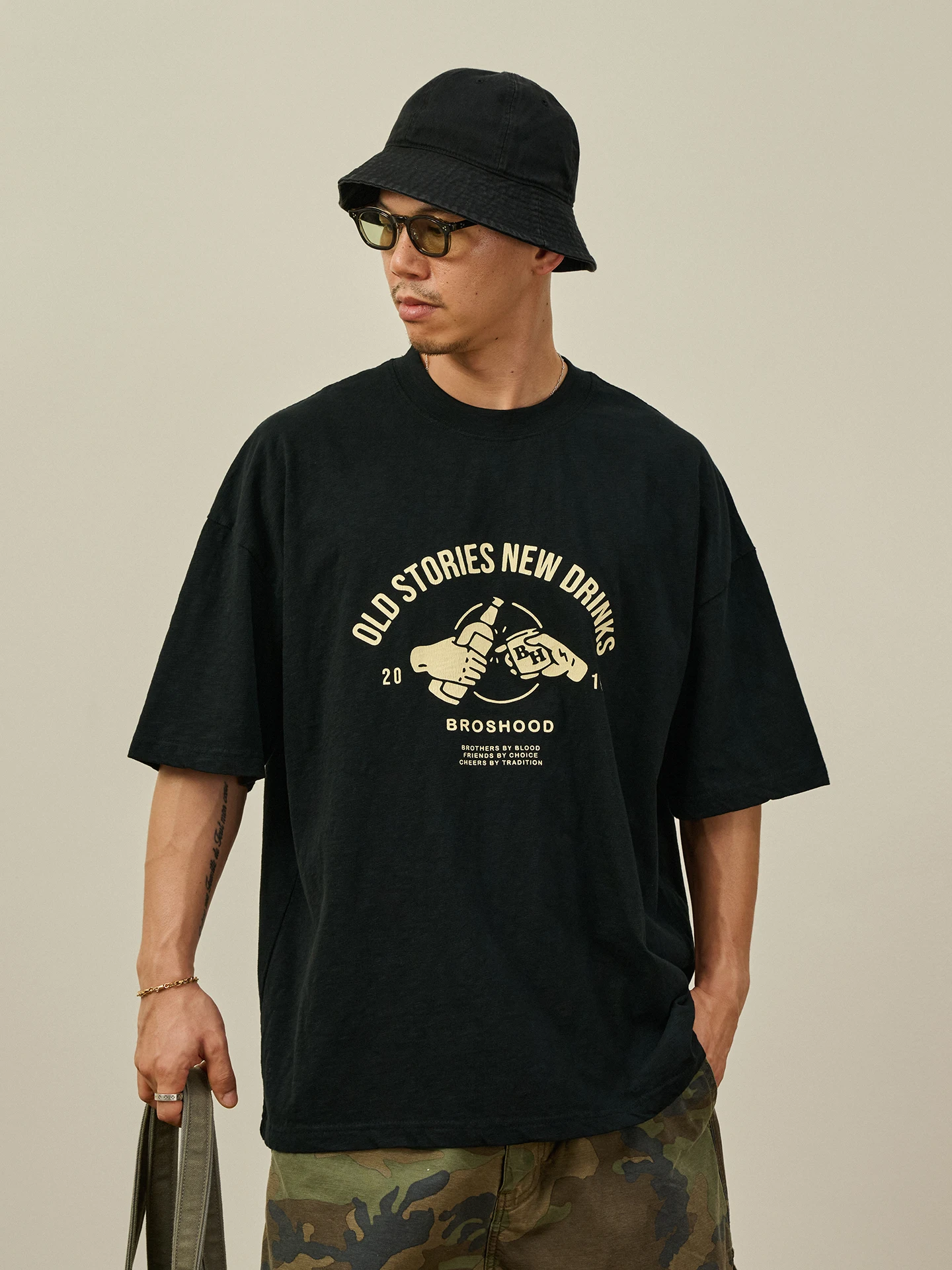 Broshood Loose Fit Bamboo Cotton Short Sleeve T-Shirt round Neck Print Casual Top for Youth Breathable Comfortable Unisex