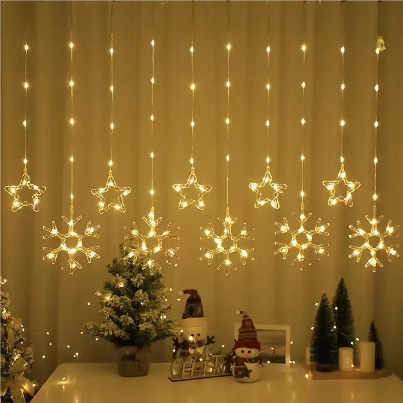 Christmas Lights Curtain Fairy String Lights 3M USB Powered Remote 8 Modes LED Window Decorations for Home