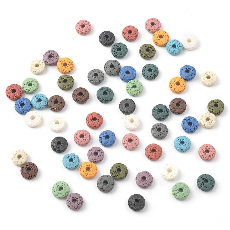 Pierre de lave volcanique colorée, 3x8/4x10mm, perles amples, aromathérapie, bricolage, Fabrication de bijoux, boucles d'oreilles