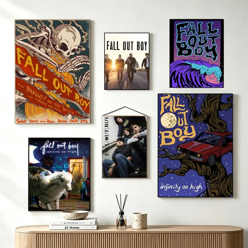 Energetic Rock Band F-Fall Out Boy Poster Self-Adhesive Wall Art HD Print For Dorm Teen Room Decor Gift