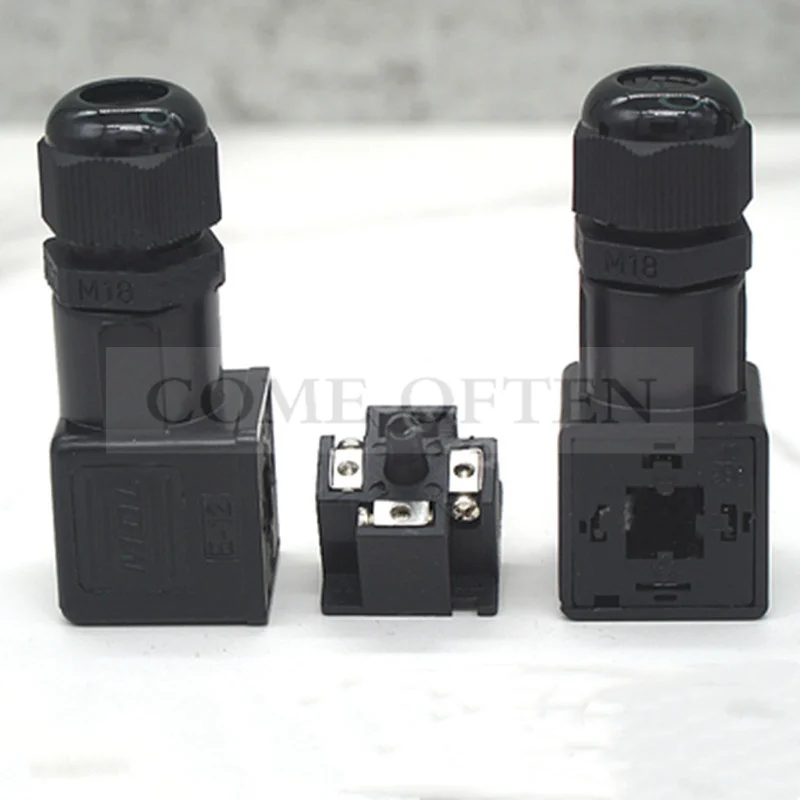 DIN43650A Solenoid Valve Plug Waterproof Hydraulic Solenoid Valve Plug Coil Socket Junction Box M18 3PIIN 4PIN