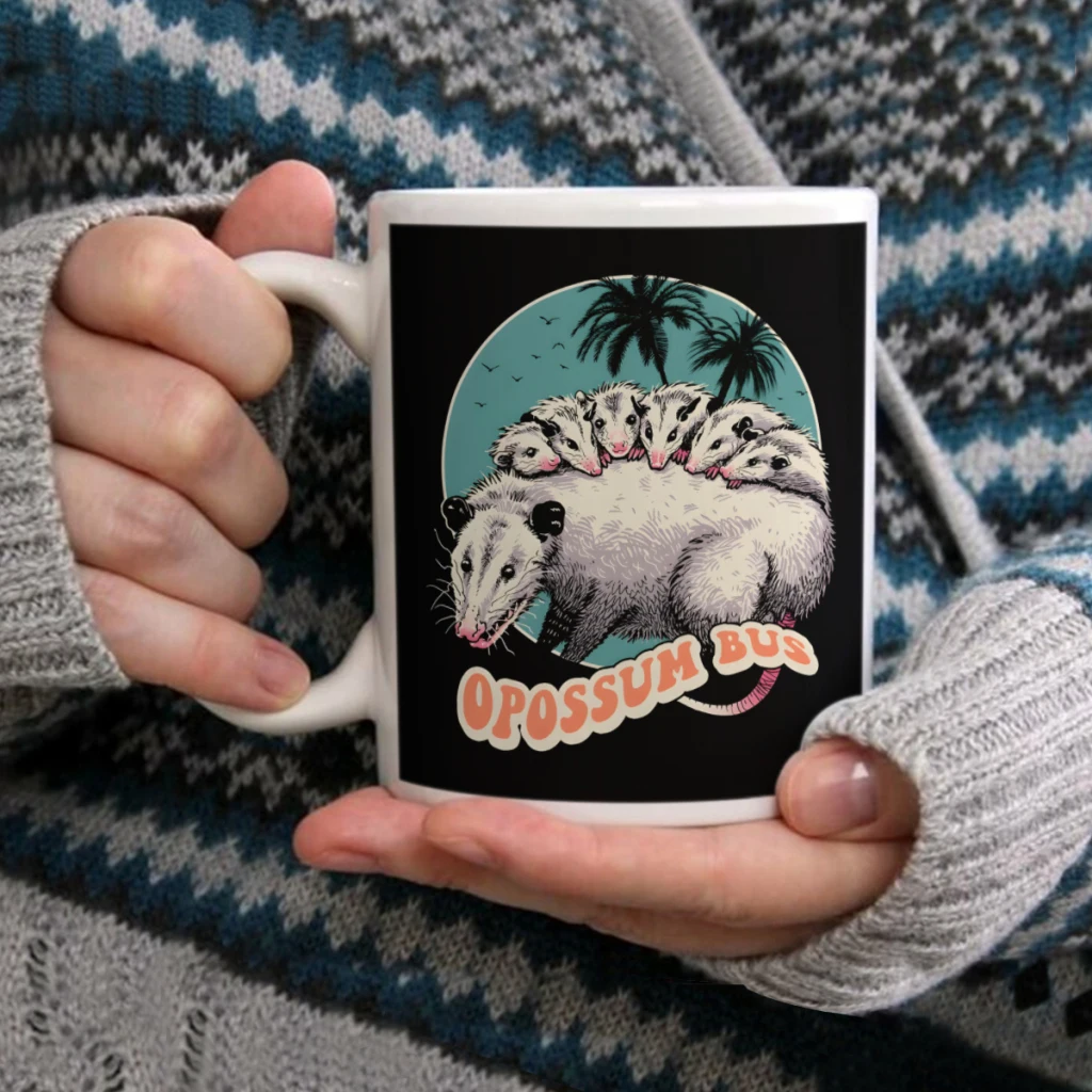 

Opossum BusCoffee Mug Tea Cup 11oz Coffee Cup Funny Birthday Ceramic Mug Personalized Cup