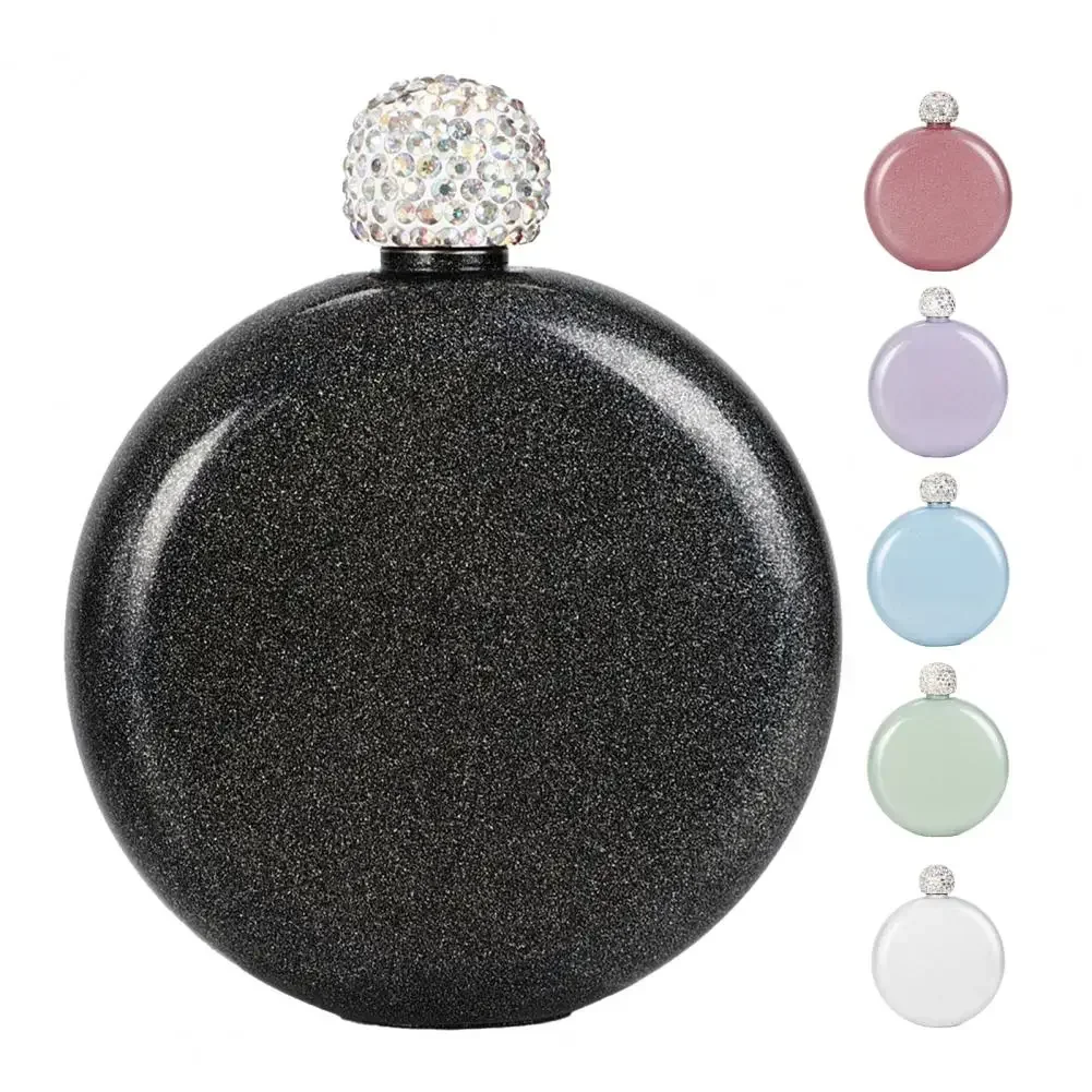 

5 oz Cute Hip Flask Stainless Steel Alcohol Flask with Diamond Lid Vodka Bottle Bridesmaid Gift