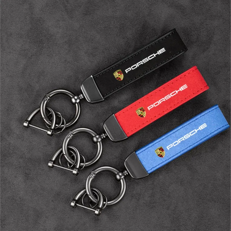 Car Keychain Charm Pendant Key Ring Chian For Porsche Cayenne Panamera Macan 911 718 Taycan Boxster Cayman 918 Pajun Accessories