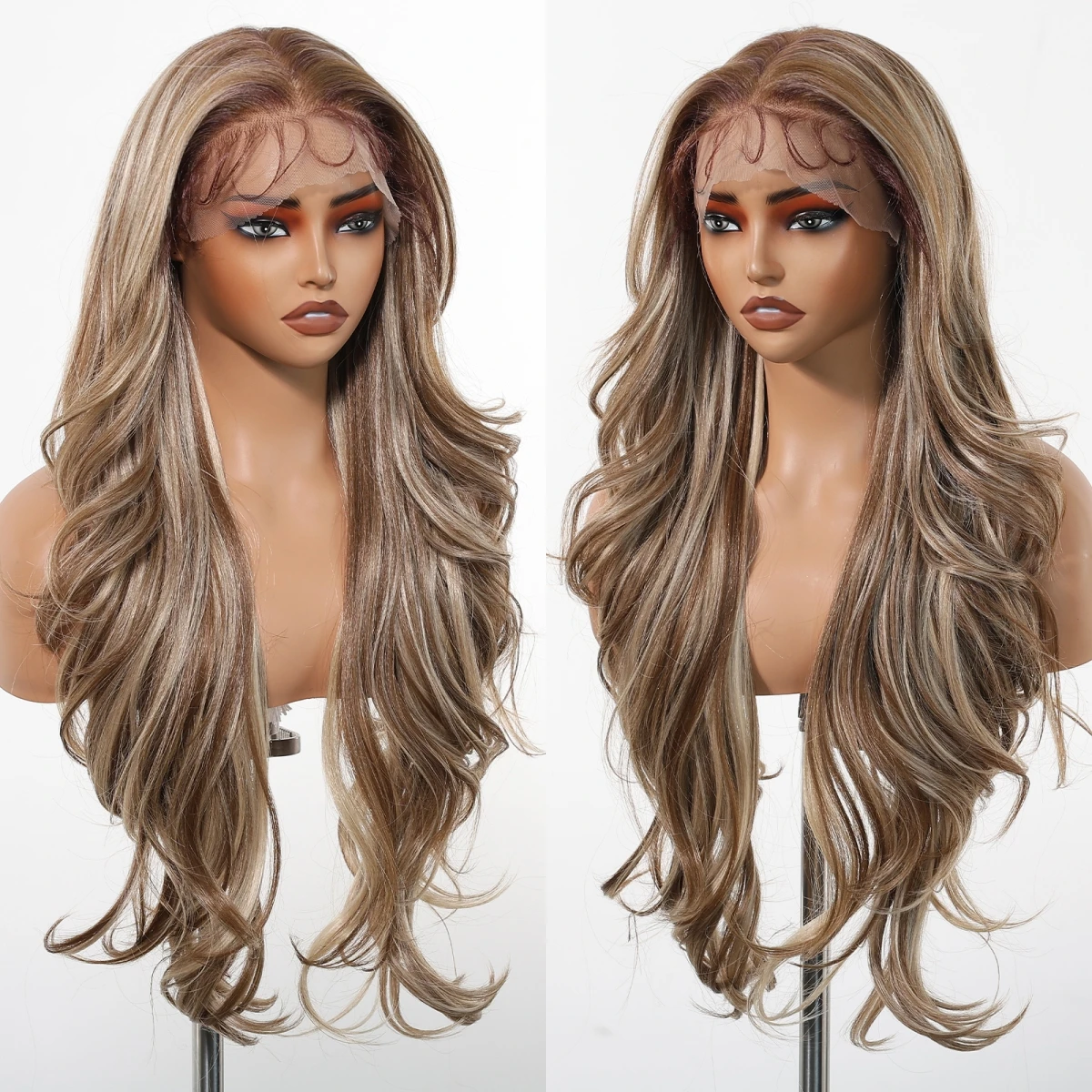 HAIRCUBE 13*6 الدانتيل أمامي بيروكات صناعية للنساء الاستخدام اليومي للحفلات براون شقراء تسليط الضوء على الباروكات الطبيعية طويل الجسم موجة شعر مستعار