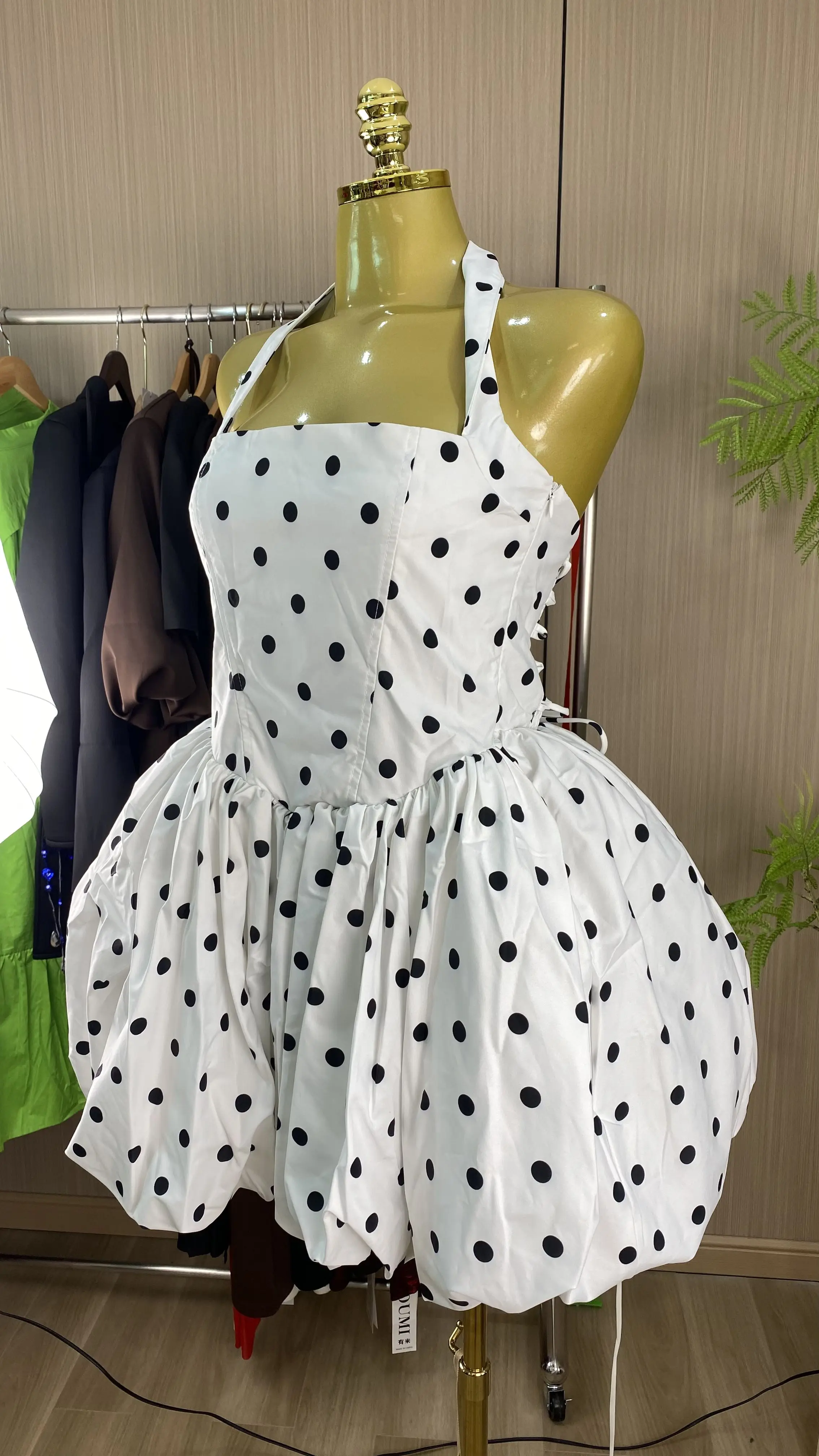 High-quality backless mini party dress, women's bubble A-line corset, elegant and casual.-GZXX861