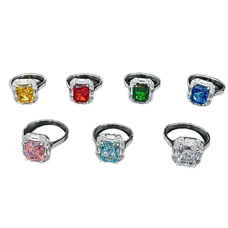 

Manufacturer Wholesale Fashionable 925 Silver Princess Cut Diamond Rings with Pink CZ Rhodium Plating for Weddings Parties