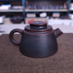 Small Hand Throwing Bronze Paozui Teapot with Qinzhou Nixing Tao Pottery Clay 120cc for Puer Tea Black Tea Not Yixing Teapots