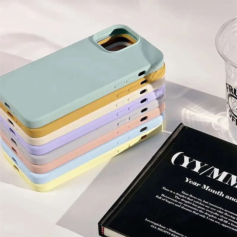 Luksusowe etui z płynnego silikonu Candy Colorful do iPhone'a 15 14 Plus 13 Pro 12 mini 11 Pro MAX Miękki, gładki, matowy pokrowiec na telefon — zdjęcie produktu 5