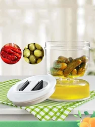 Large Pickles Store Jar Wet and Dry Dispenser Pickle Flip Can Pickle Hourglass Jar Cucumber Separation Container with Strainer