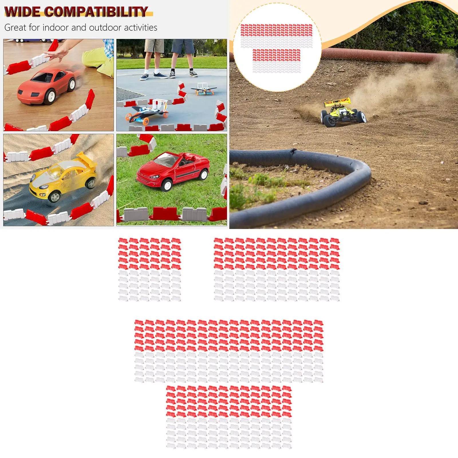 DIY Modular RC Drift Track Set Adjustable for 1: 14 to 1:28 RC Cars, with Quick Connect Clips Sturdy