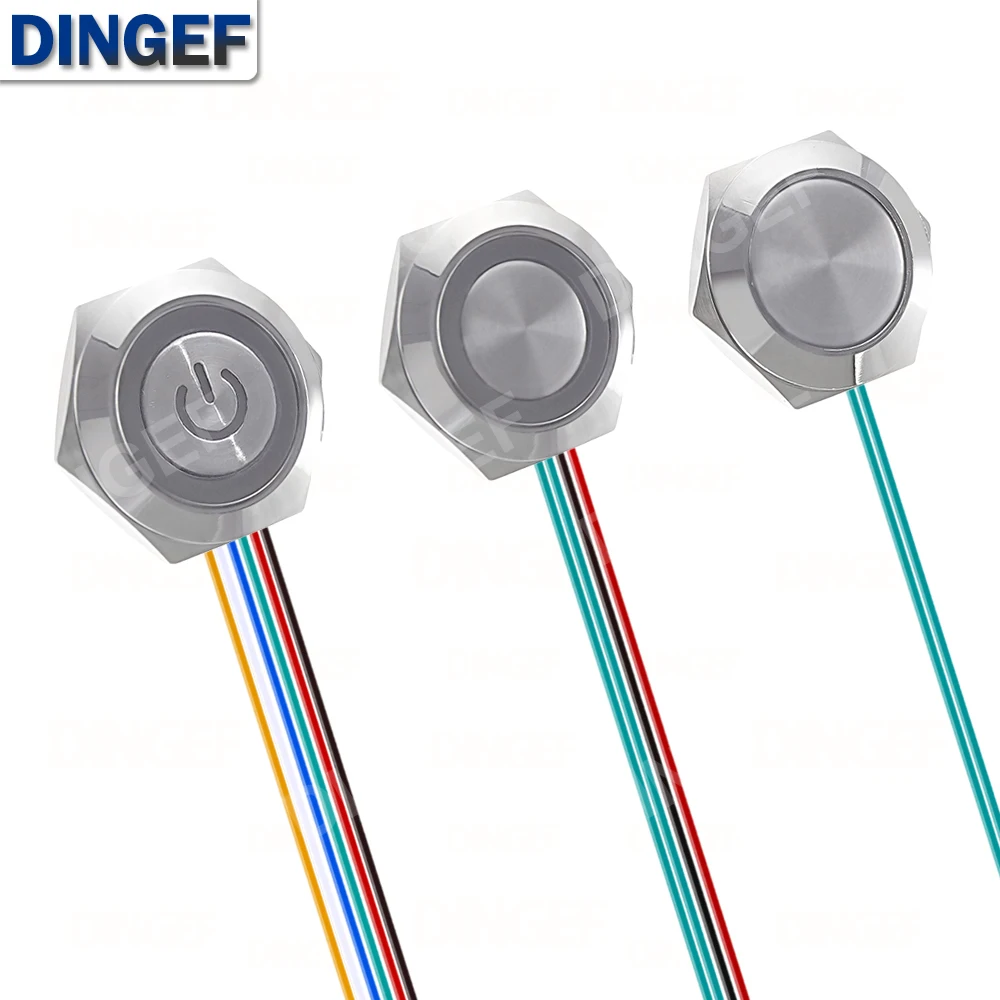 

1 шт. 16/19/22 мм ультра короткий светодиодный выключатель 12 В 24 В мгновенный самосброс водонепроницаемый металлический кнопочный переключатель с проводом