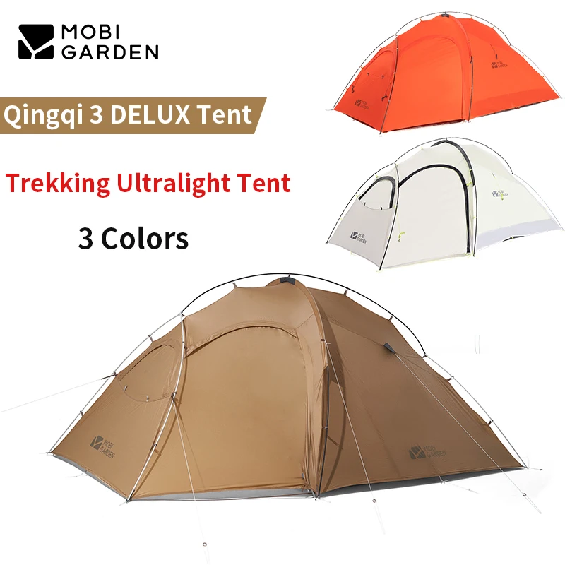 MOBI GARDEN Qingqi 3 DELUX Camping Tent Trekking Ultralight 2.4KG 3 Person 2 Layers Backpacking Hiking Travel Folding Portable