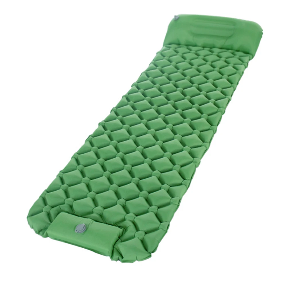 Inflatable Sleeping Pad With Built-in Pillow 20D Nylon Air Mattress For Backpacking Camping Outdoor Sleeping System